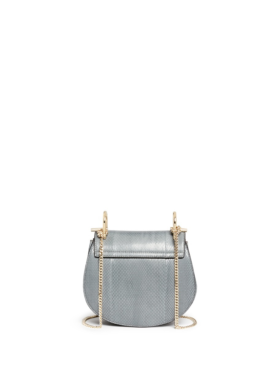 Chlo \u0026#39;drew\u0026#39; Mini Snakeskin Leather Bag in Gray (Grey,Animal Print ...  