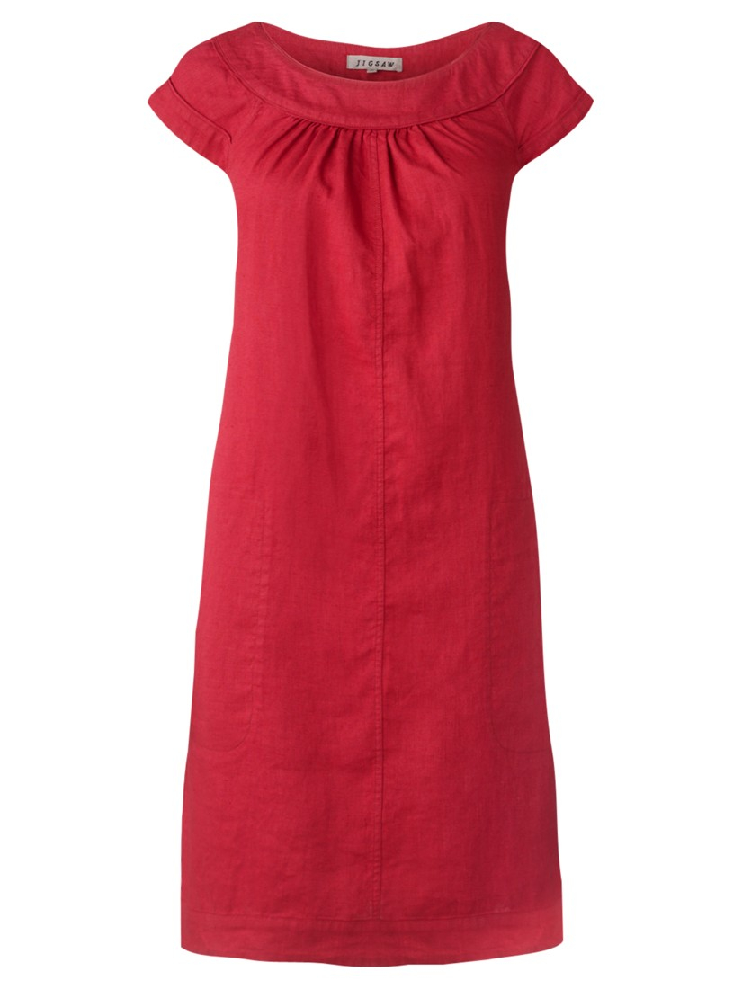 Jigsaw Medium Weight Linen Shift Dress in Red Lyst