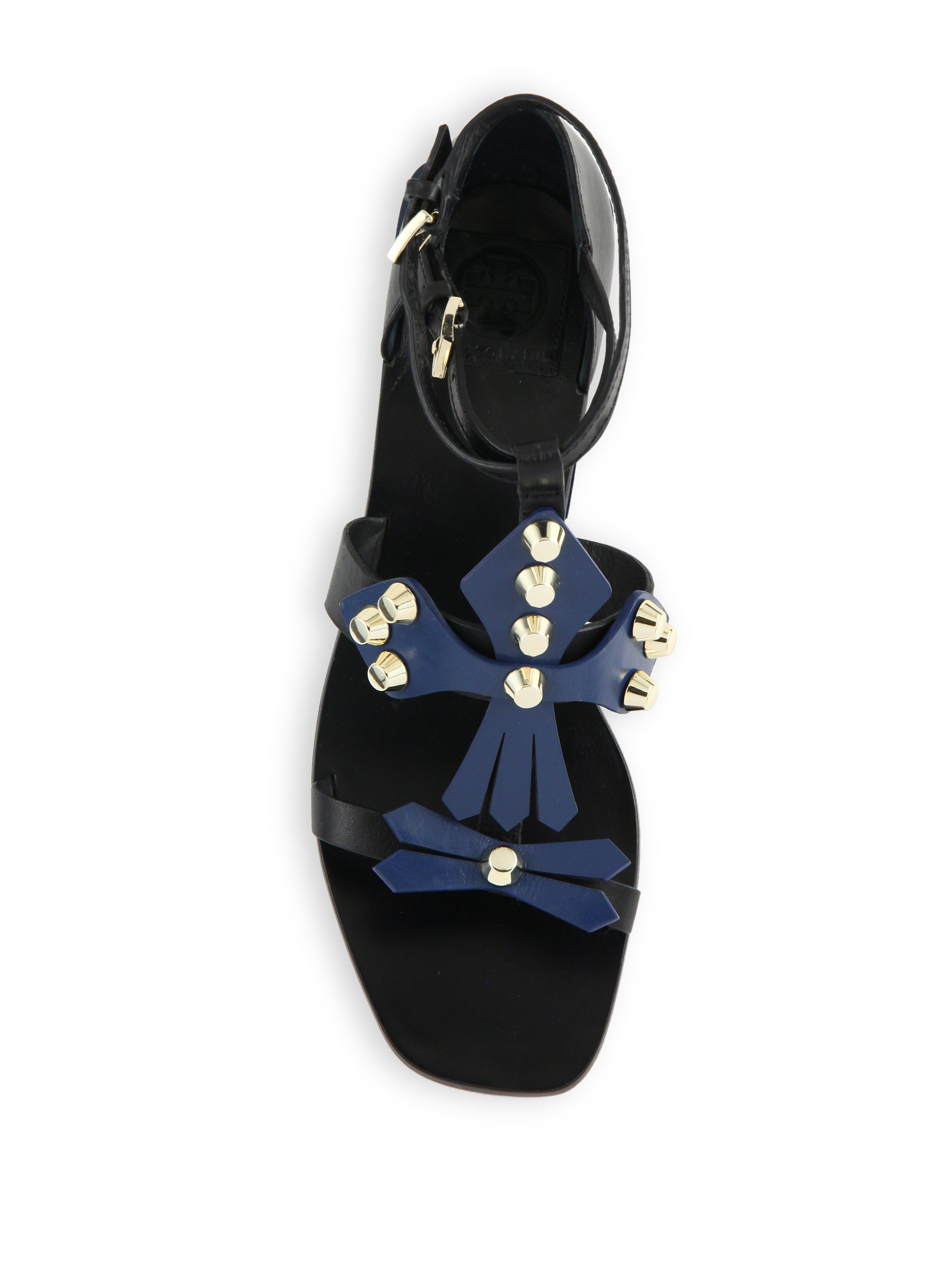 Tory Burch Aurora Leather Ankle-strap Sandals in Blue | Lyst