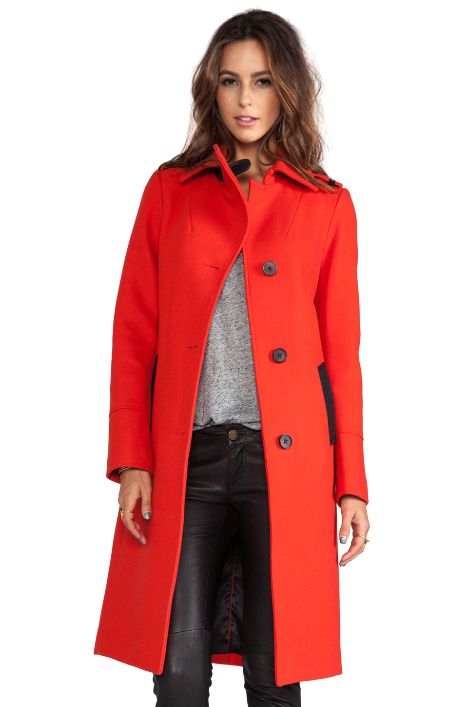 Lyst Mackage Paulina Flat Wool Coat in Burnt Orange in Orange