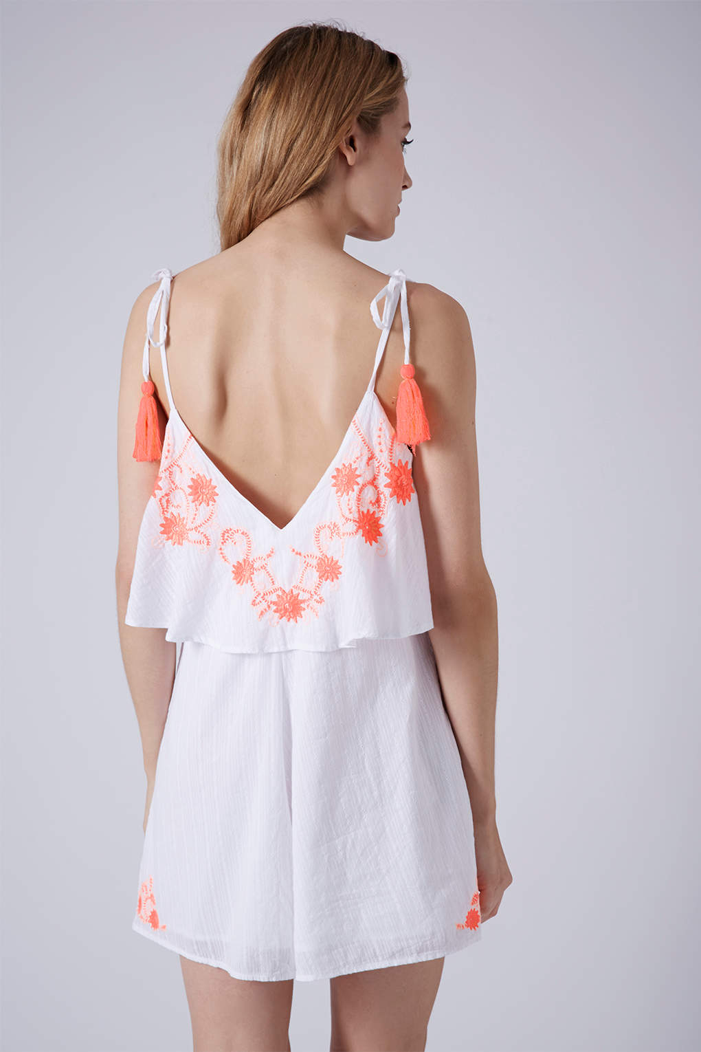 white embroidered playsuit