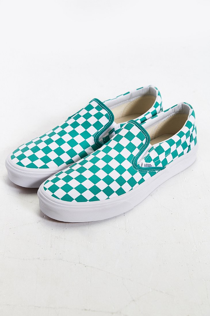 vans turquoise slip on