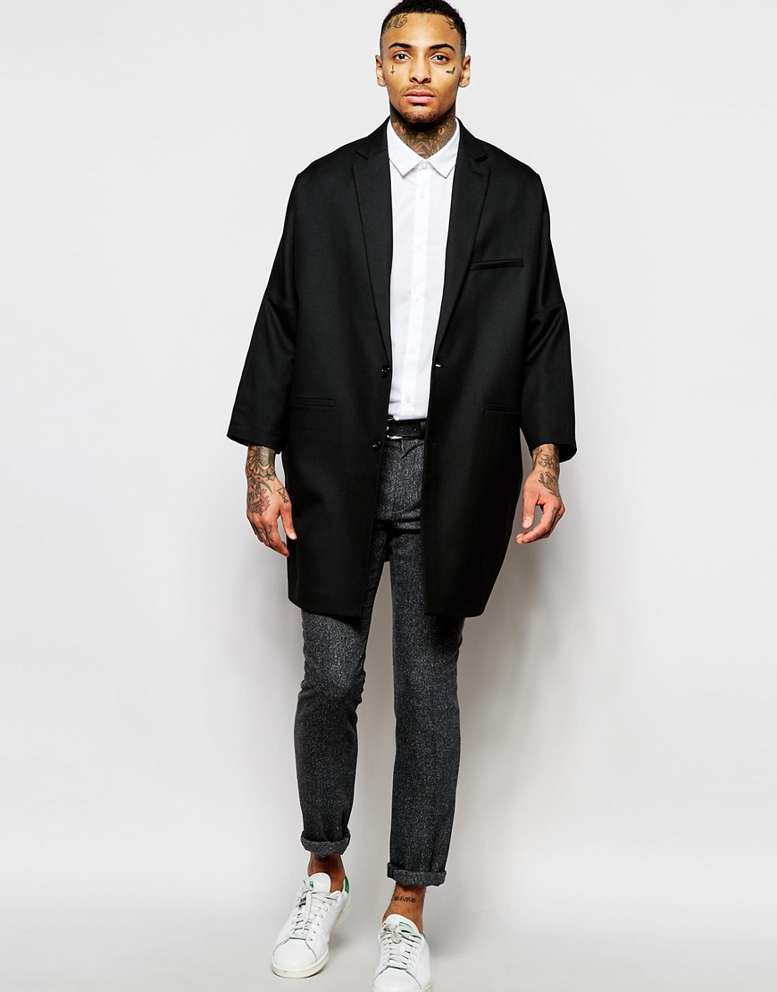 Asos Synthetic Oversized Blazer With Wide Cropped Sleeves In Black For Men Lyst
