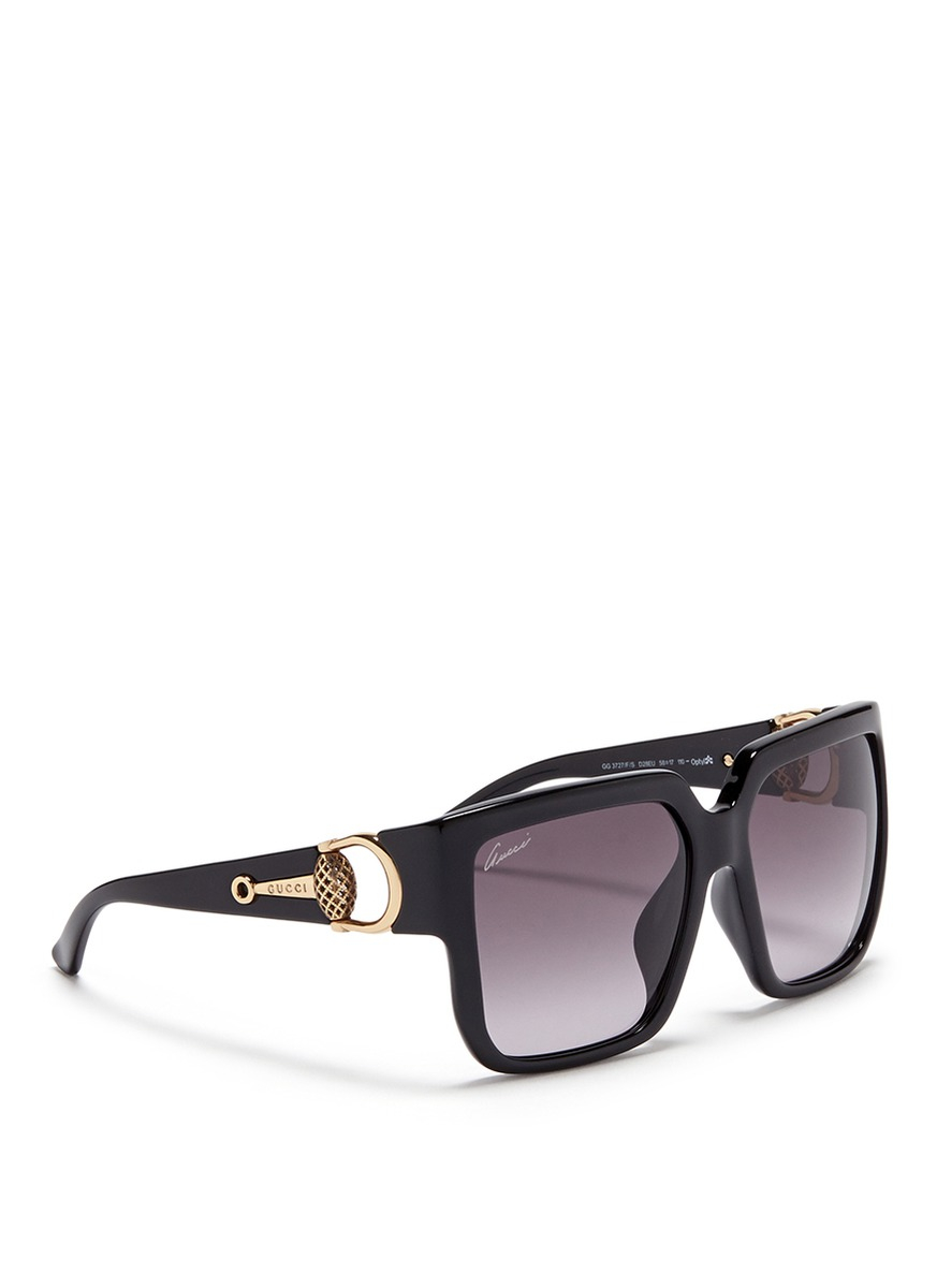 Gucci Horsebit Hinge Chunky Square Sunglasses in Black - Lyst