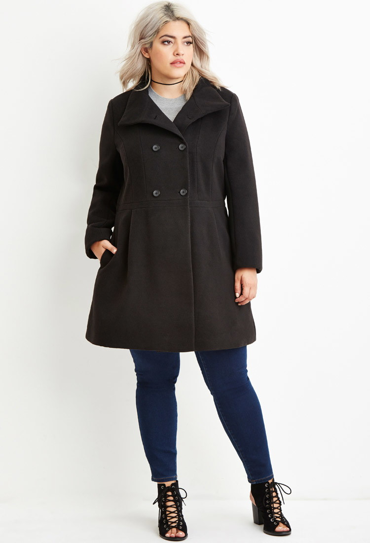 Double Ted Fleece Peacoat Plus Size Peacoats Avenue Plus Size Double Ted Short Wool Peacoat Image 4 From The Video