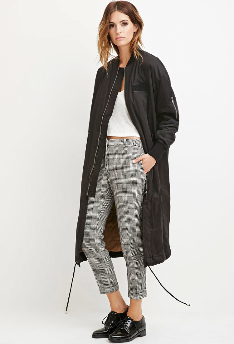 black longline bomber jacket womens
