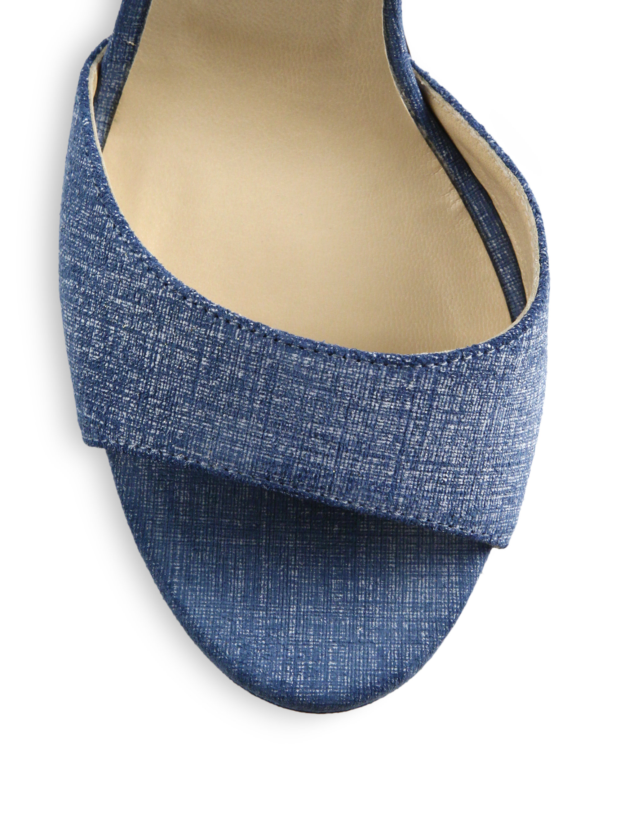 Jimmy Choo Kayden Denim Platform Sandals in Blue | Lyst