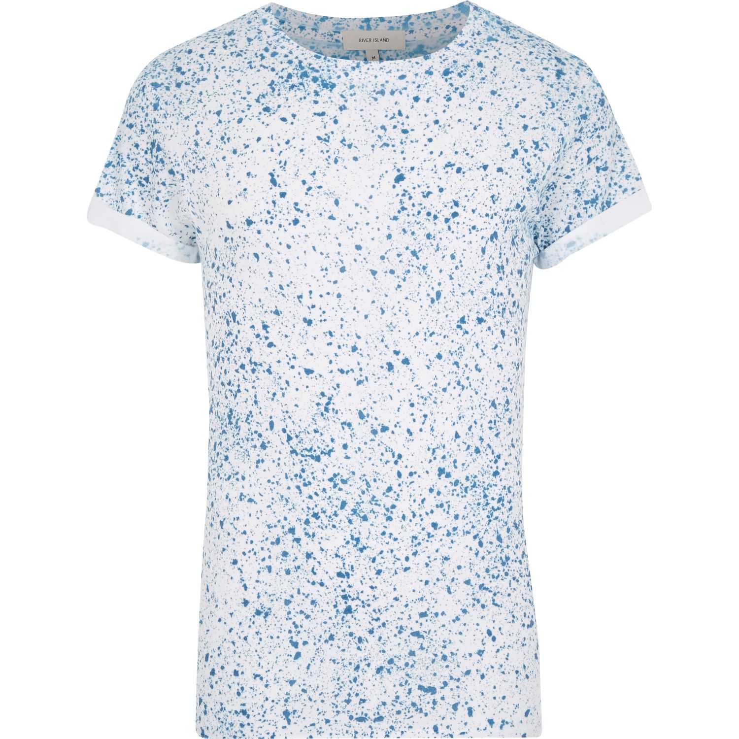 River Island White Blue Paint Splatter T-Shirt for Men - Lyst