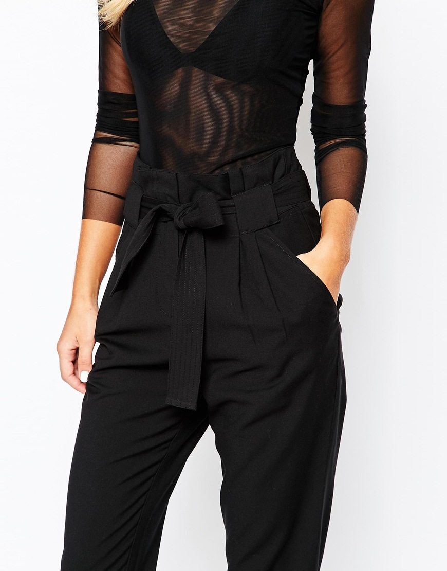 Y.A.S Pinna Paper Bag Pants in Black - Lyst