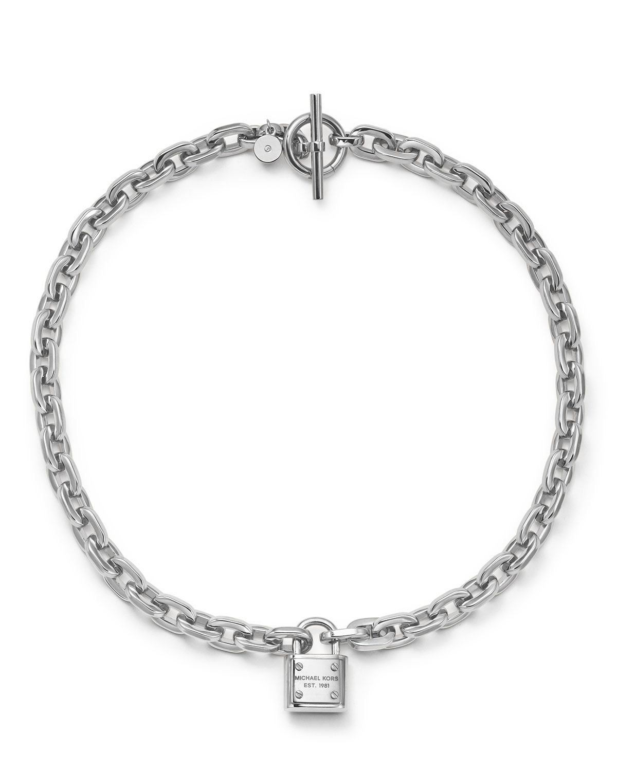michael kors silver padlock necklace