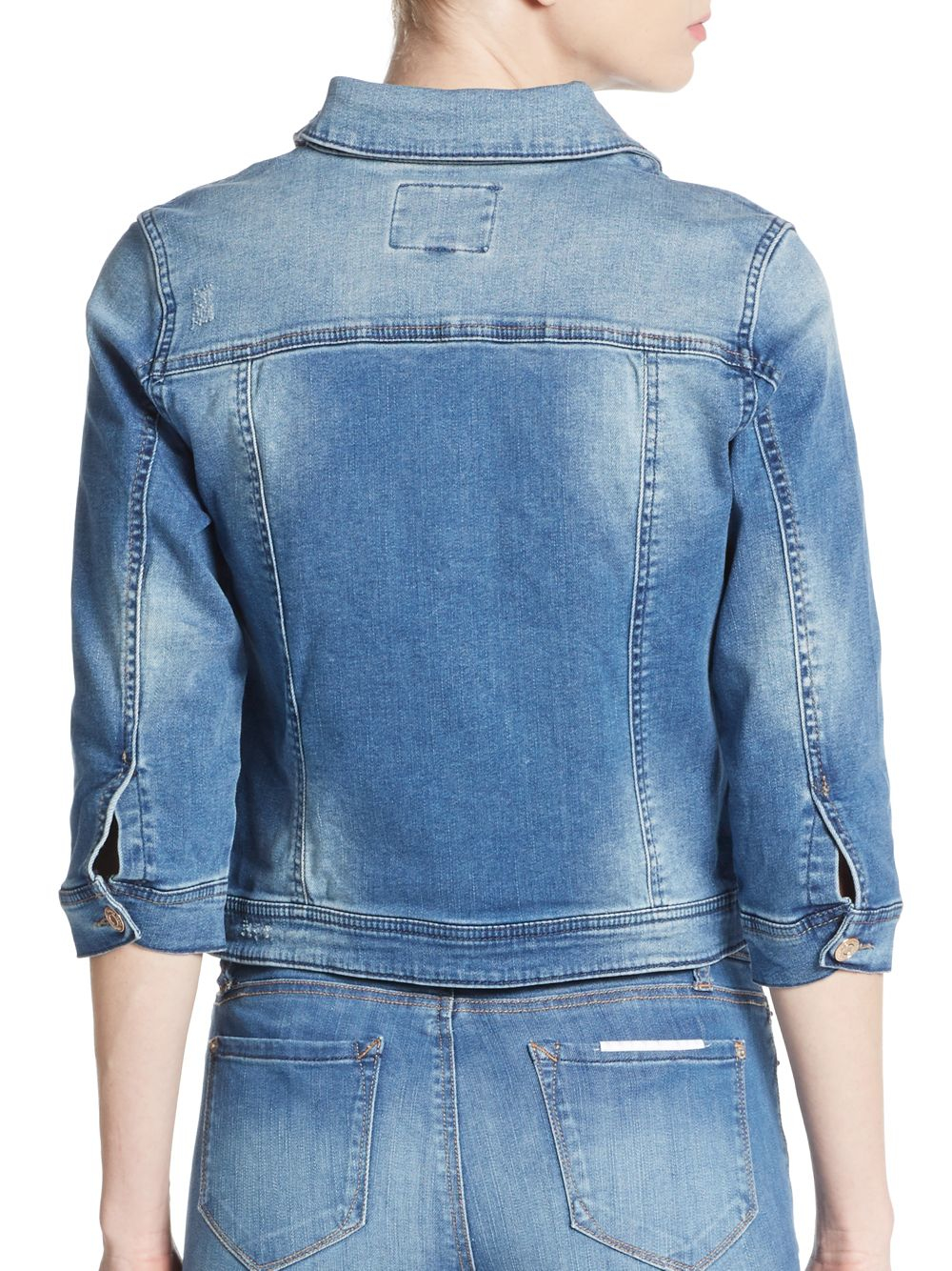 three quarter sleeve denim jacket