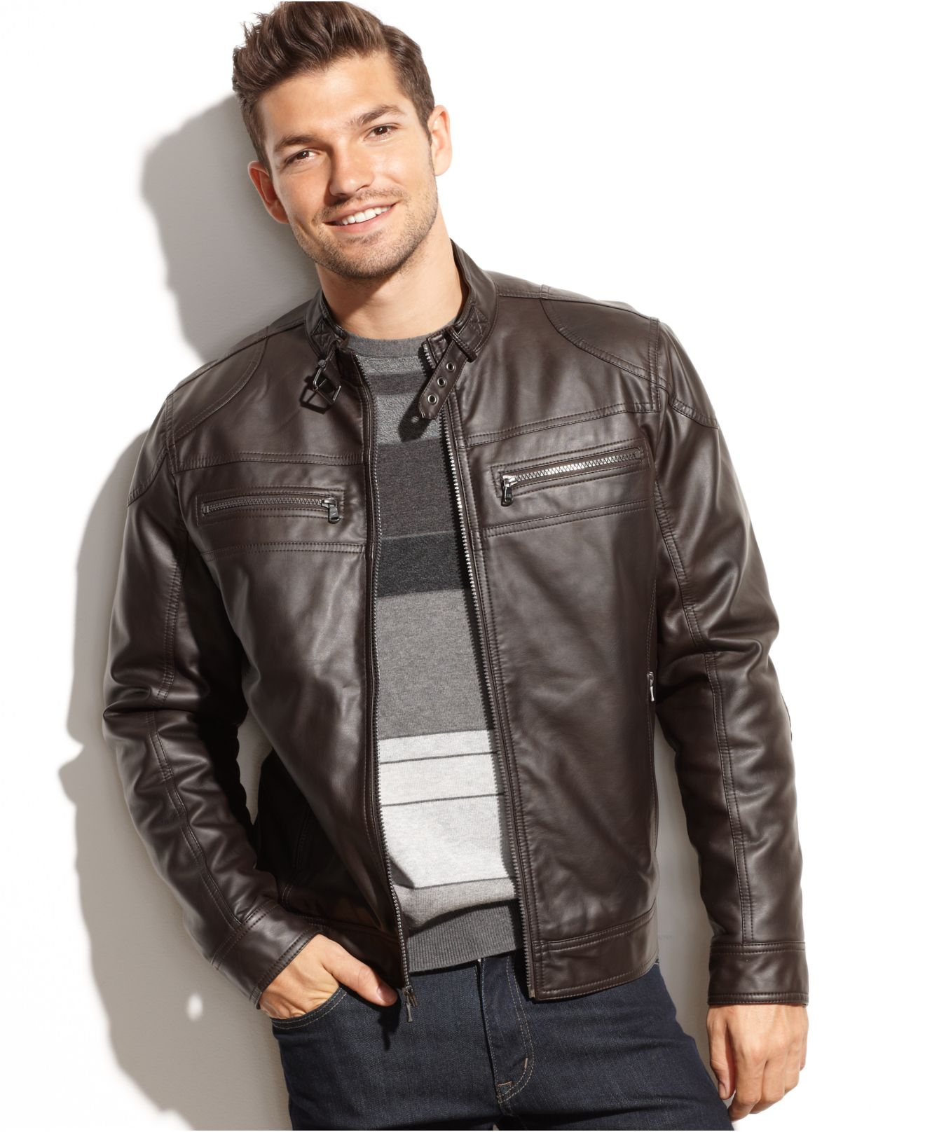 michael kors mens leather moto jacket