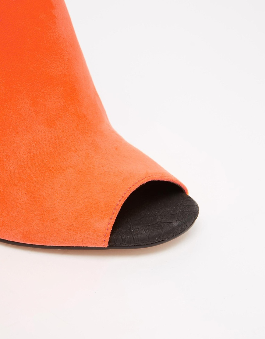 orange peep toe booties