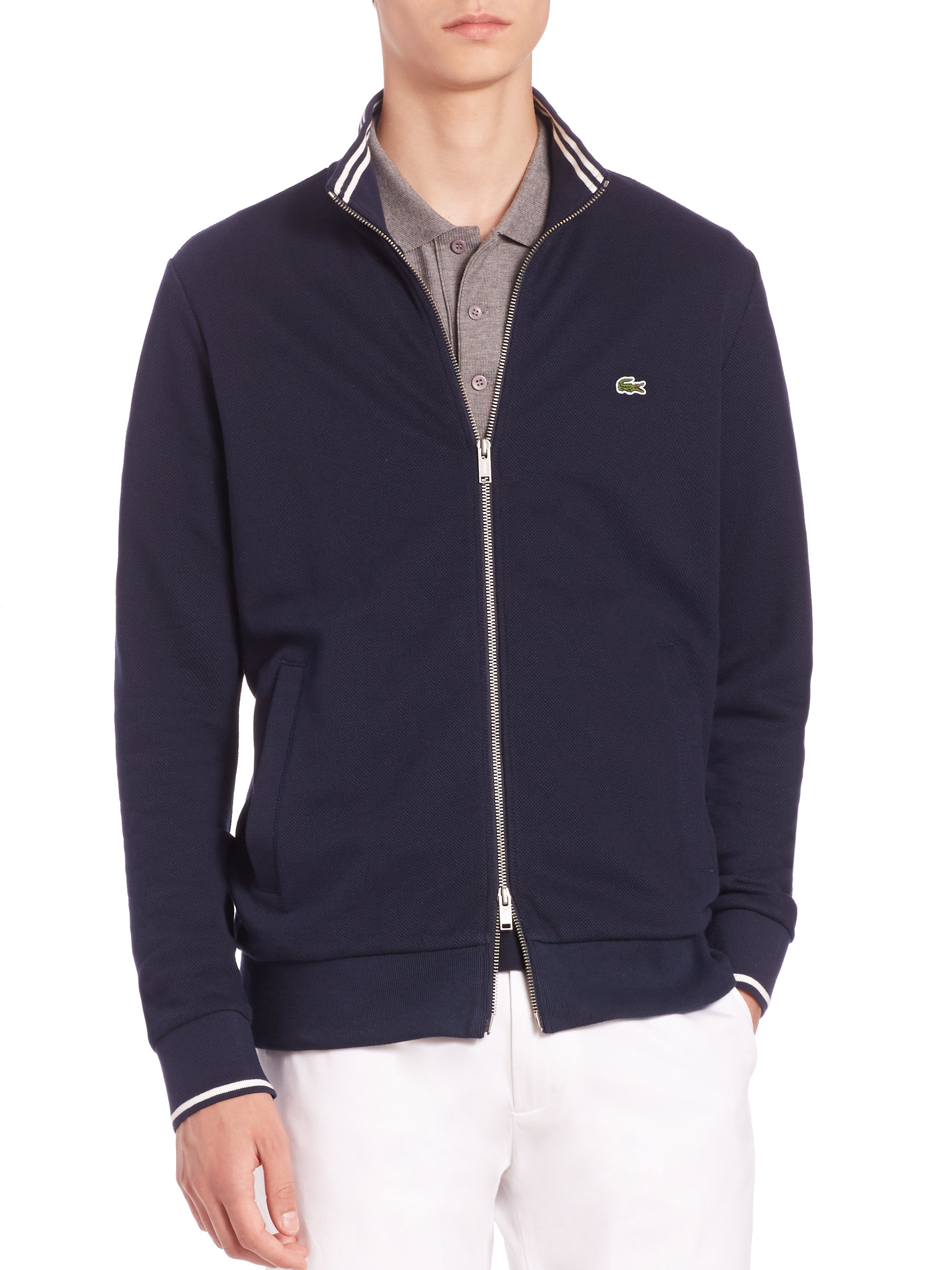 lacoste zip cardigan