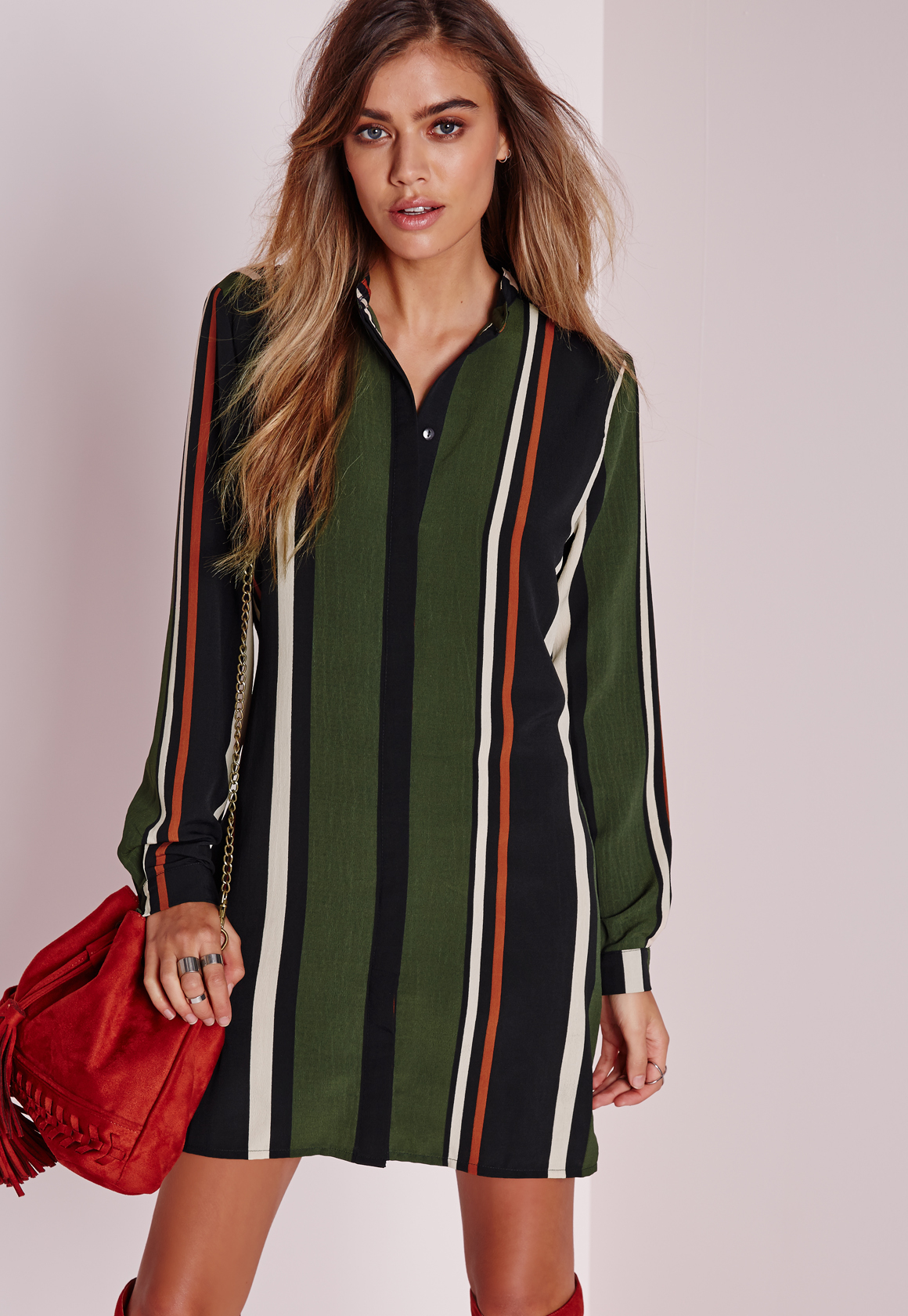 multi stripe shirt dress