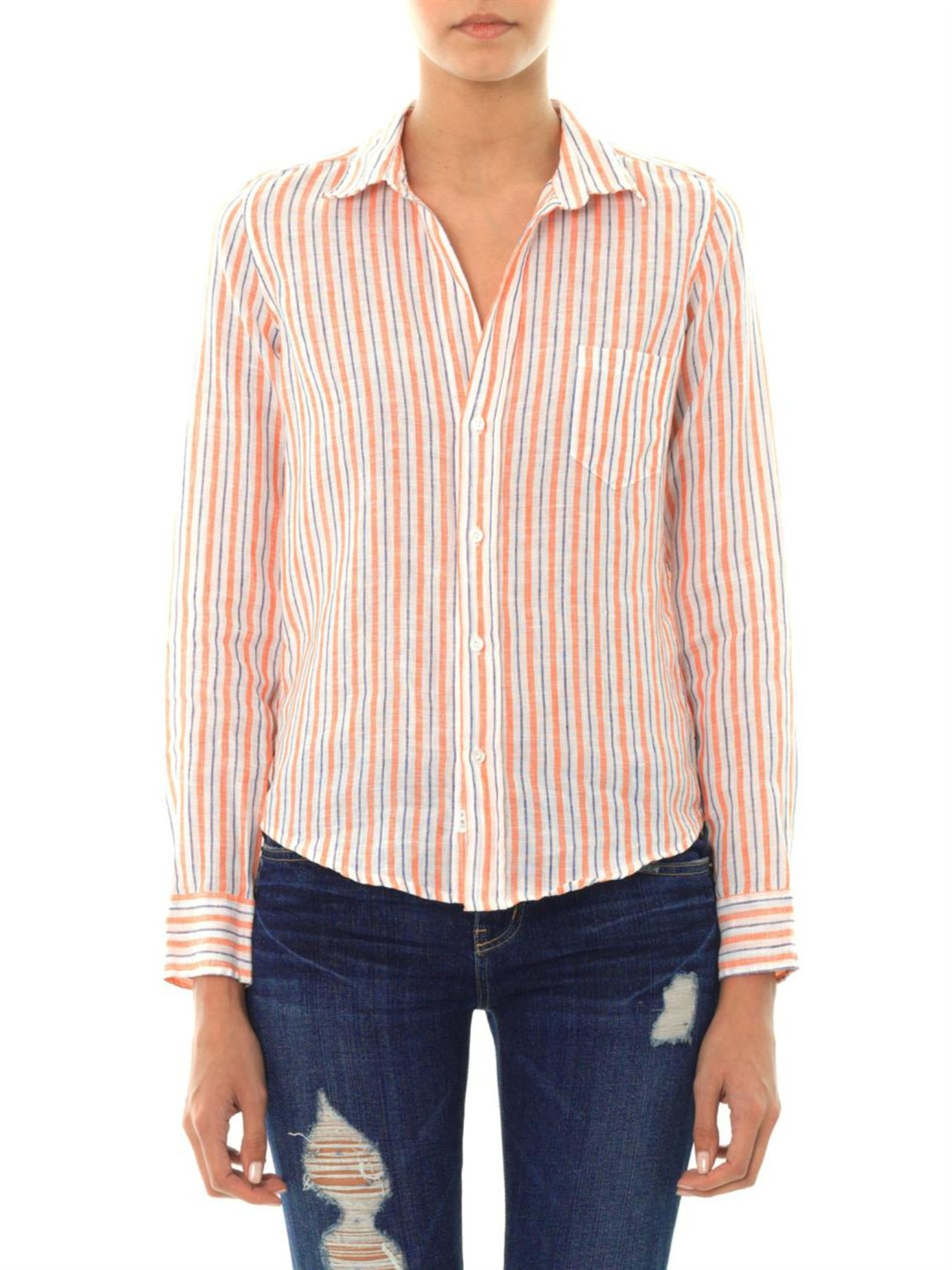 \u0026 Eileen Barry Striped Linen Shirt 