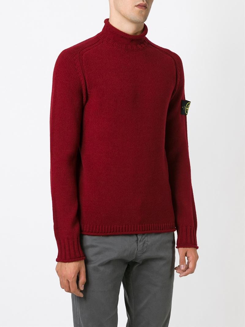 stone island red sweater