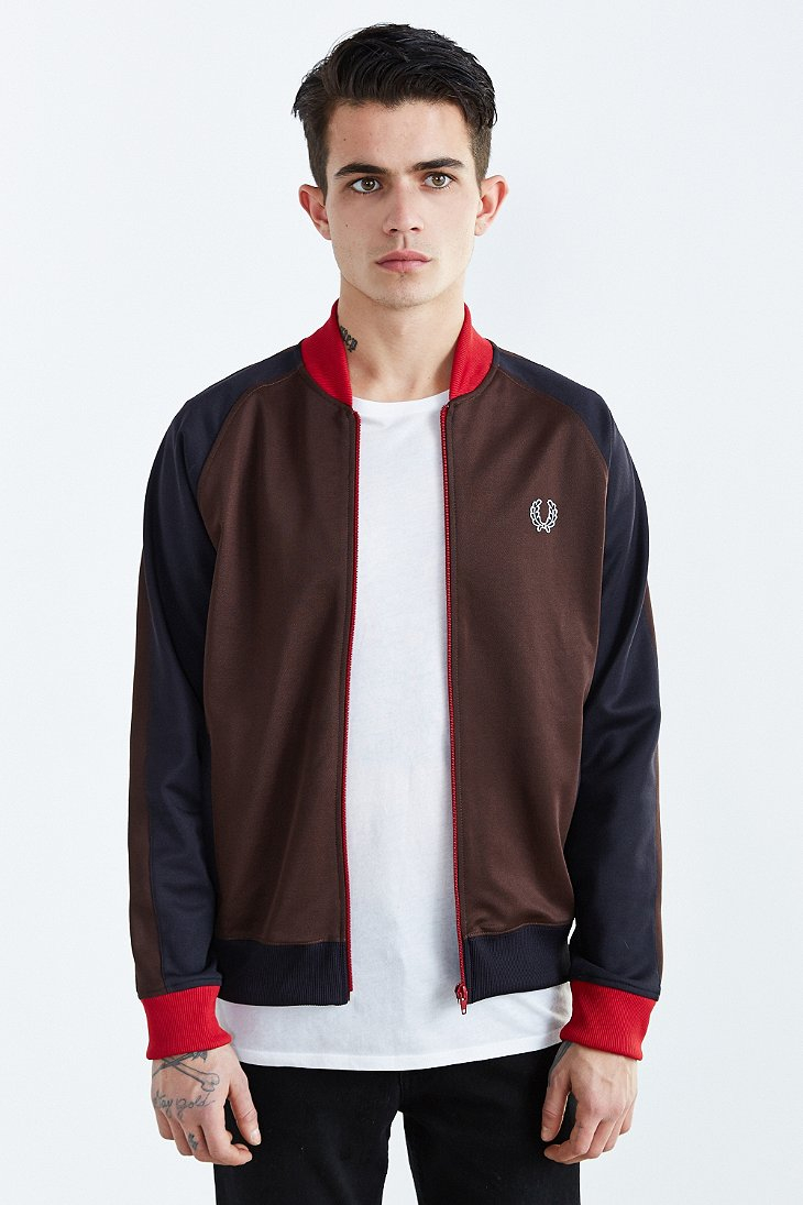 Fred Perry Bomber Track Jacket in Brown for Men - Lyst