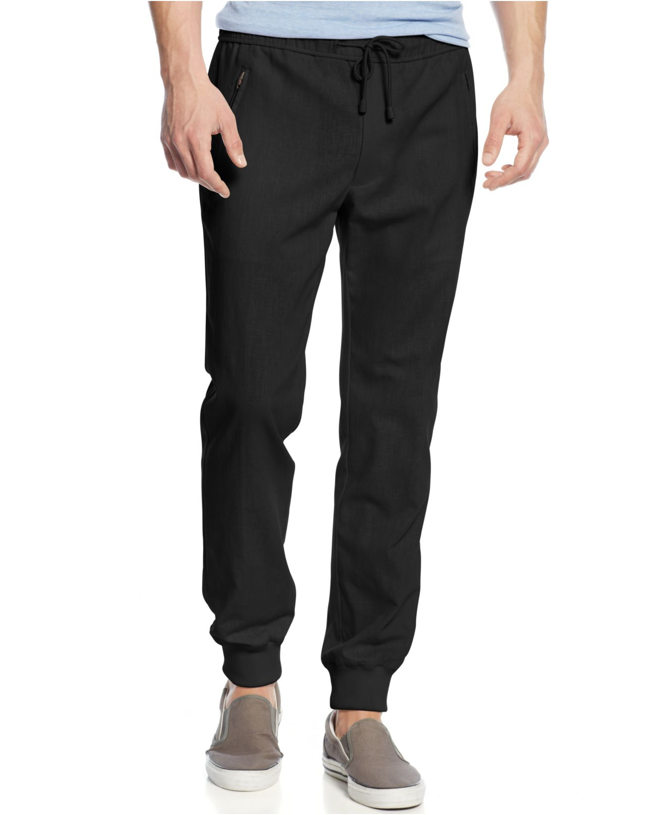 Inc international concepts Linen Jogger Pants in Black for Men | Lyst
