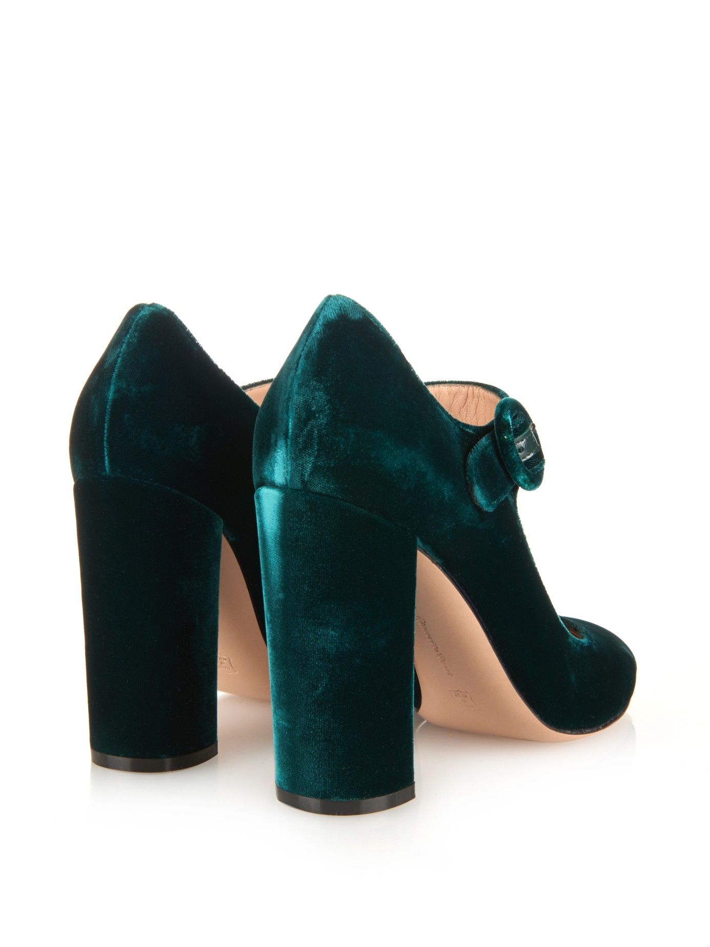 Gianvito Rossi Lorraine Velvet MaryJane Pumps in Dark Green (Green) Lyst