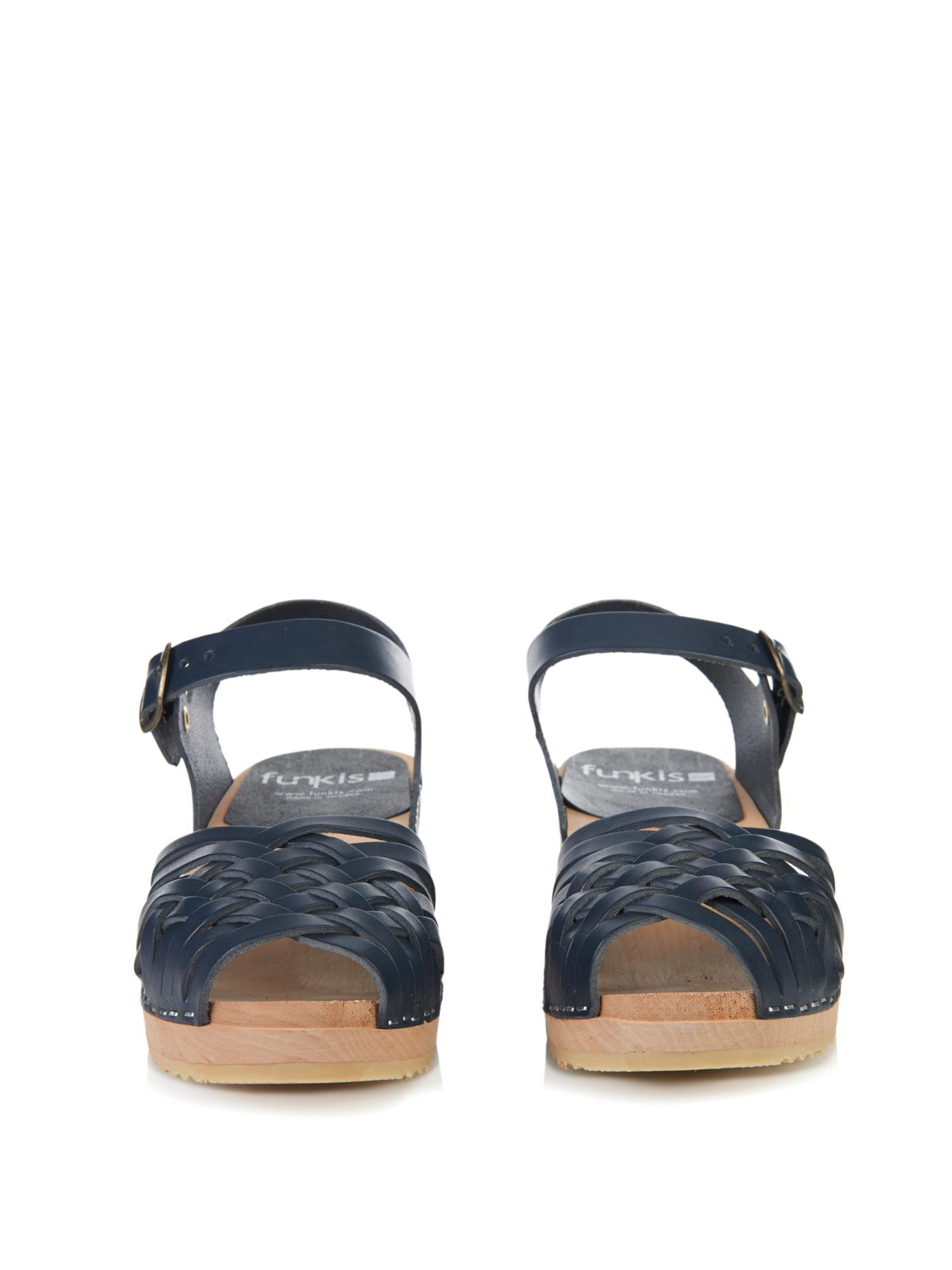woven leather clogs