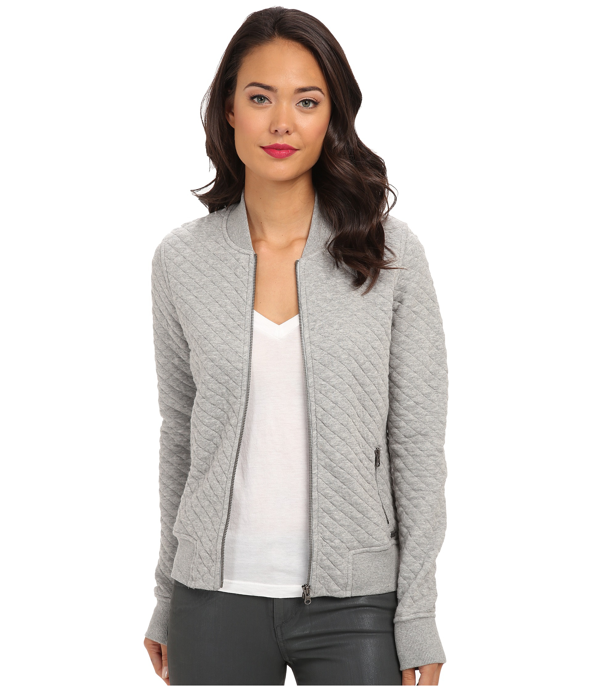 Converse Quilted Bomber Jacket in Gray | Lyst
