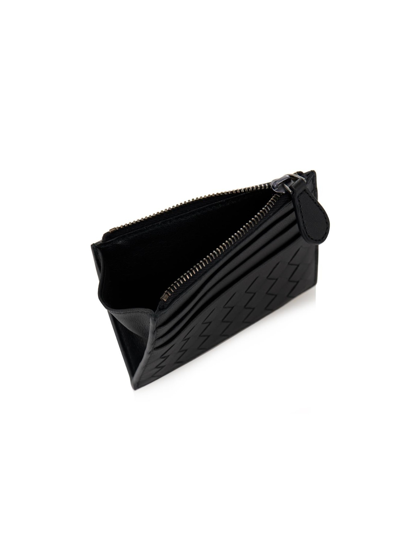 Bottega Veneta Intrecciato Leather Zip Cardholder in Black for Men 