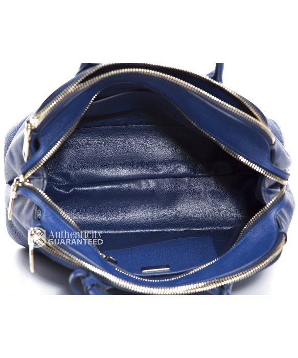 Prada Preowned Blue Cuir Triple Zip Dome Bag in Blue | Lyst
