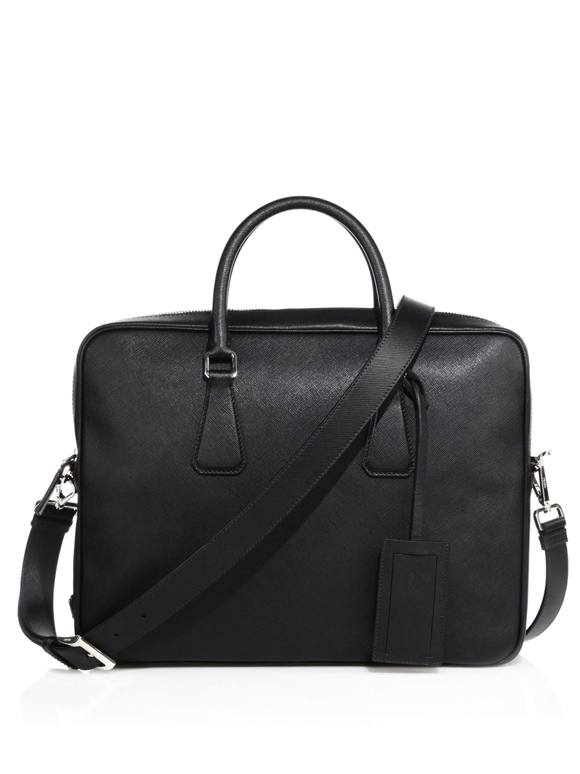 Prada Borsa Da Lavoro Leather Briefcase in Black for Men | Lyst