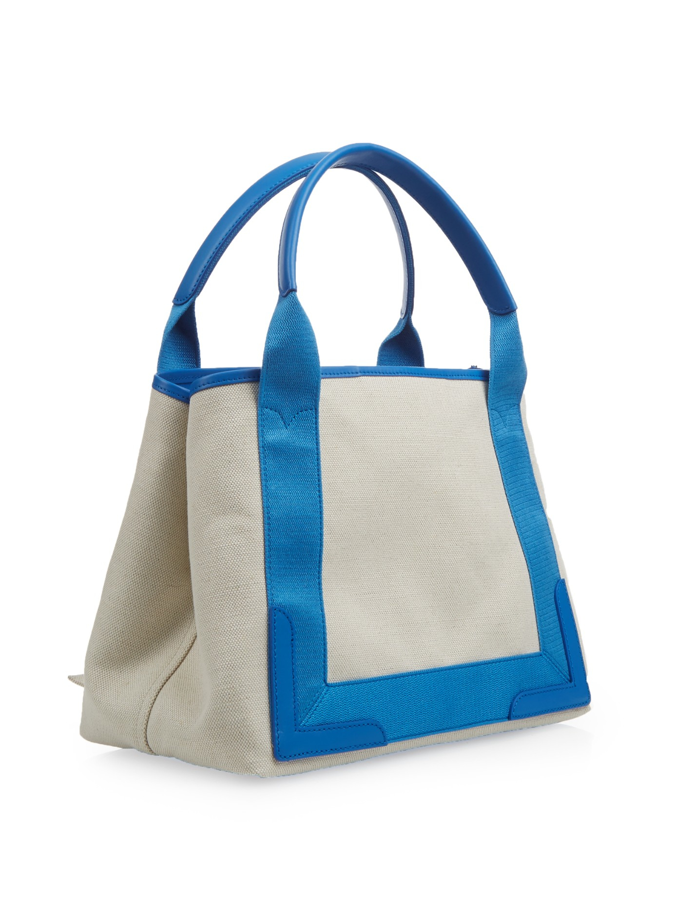 Balenciaga Cabas S Leather-Trimmed Cotton-Canvas Tote in Natural
