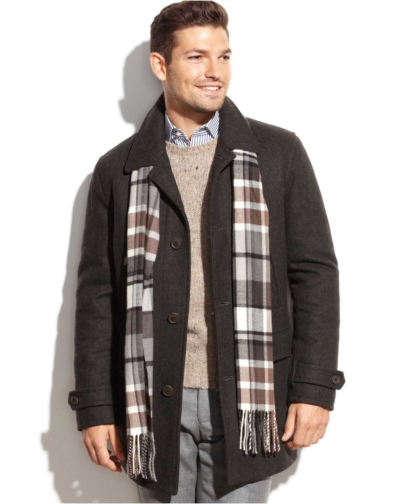 michael kors wool blend scarf coat