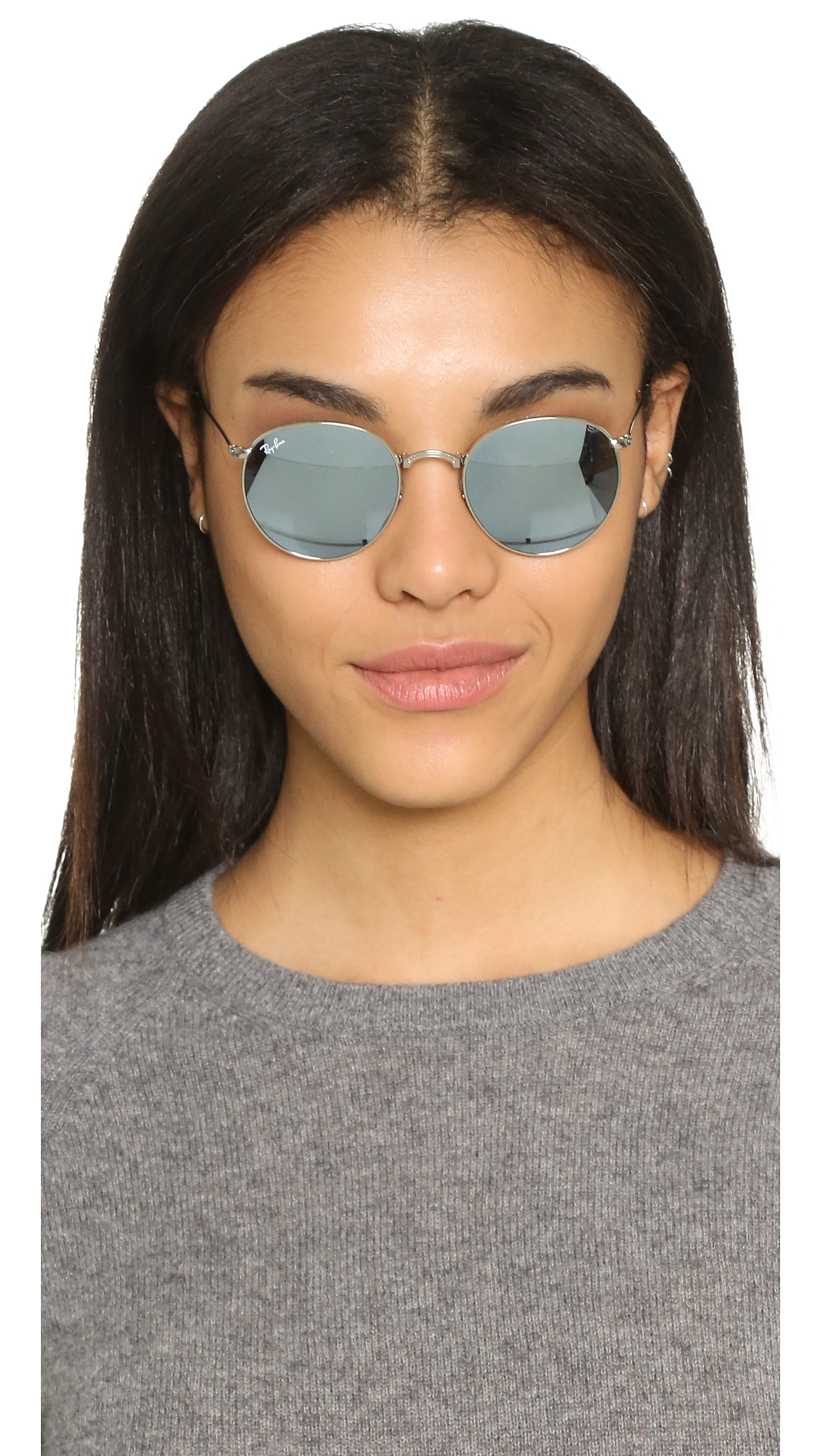 ray ban round silver mirrored sunglasses