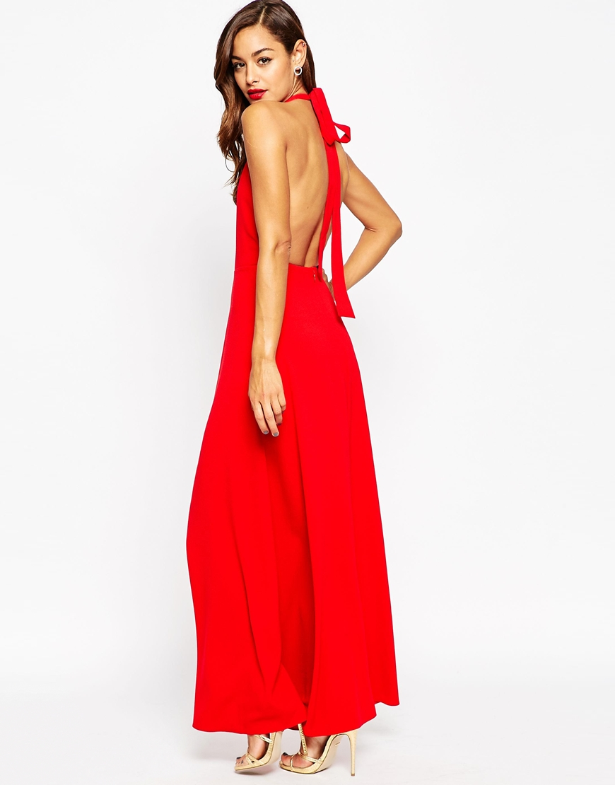 asos red halter neck dress