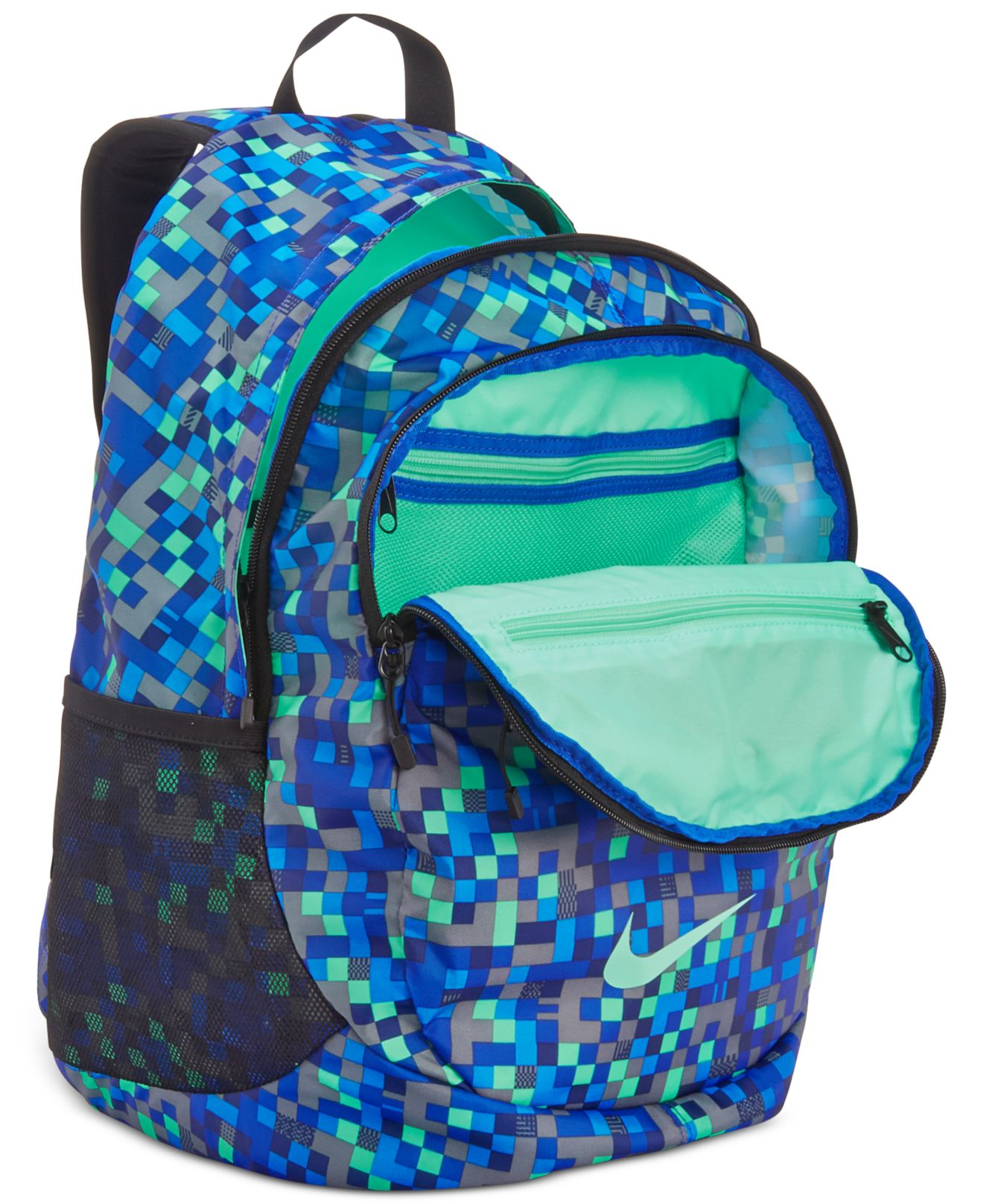 blue and green nike backpack