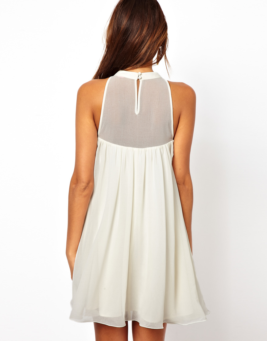 lipsy high neck embellished swing dress
