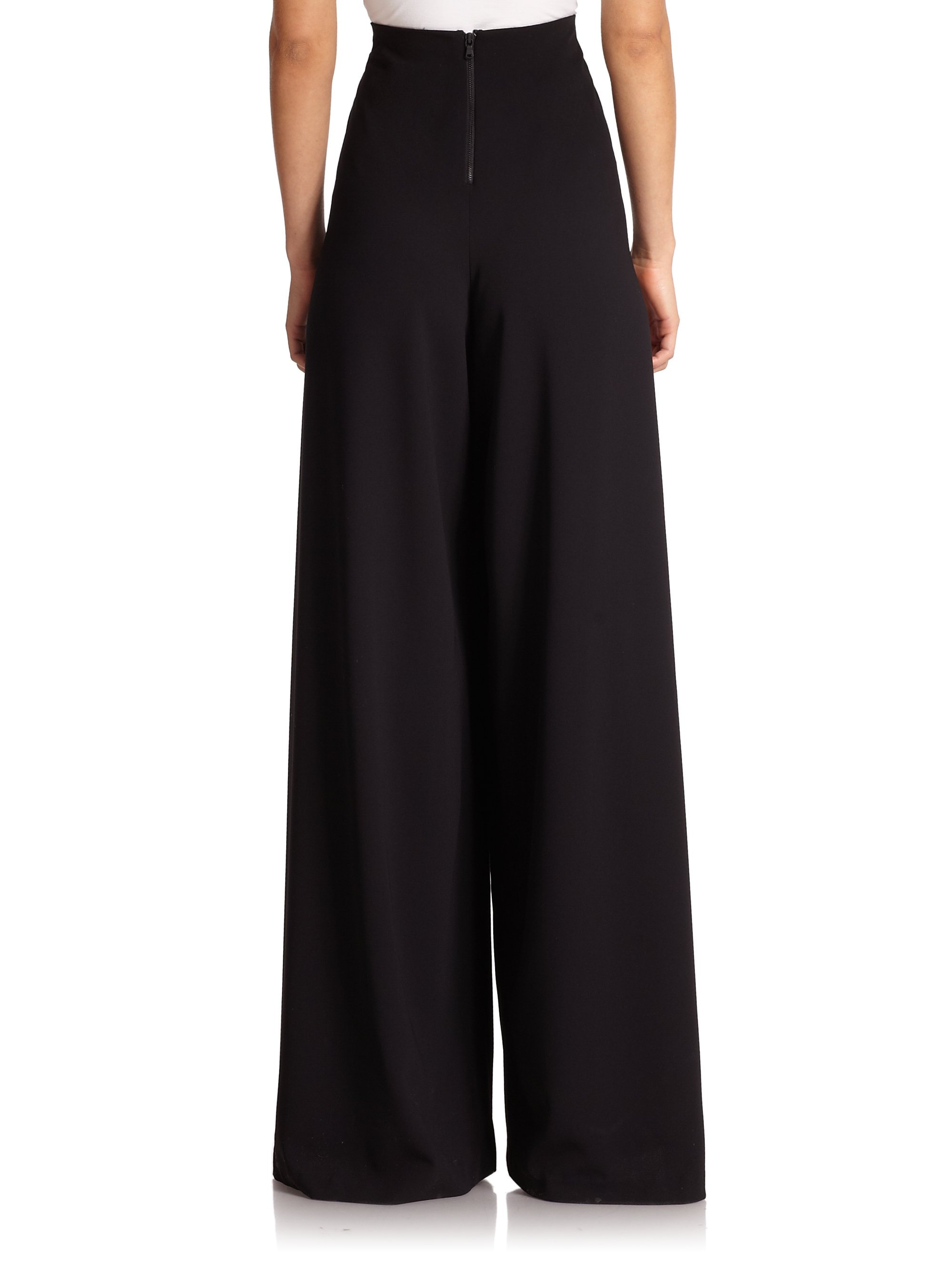 Alice + Olivia High-waist Wide-leg Pants in Black - Lyst