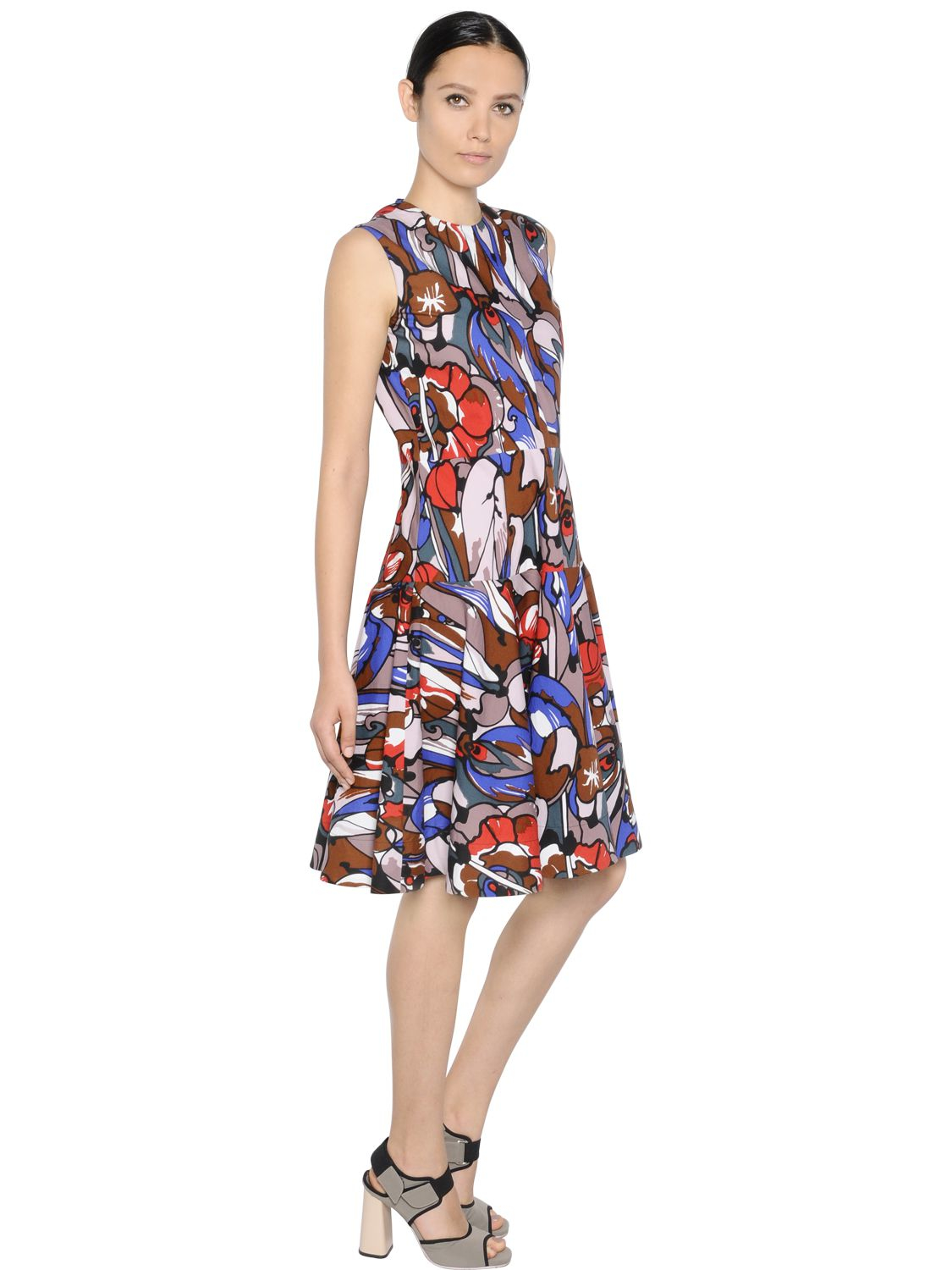Marni Floral Printed Cotton Poplin Dress Lyst