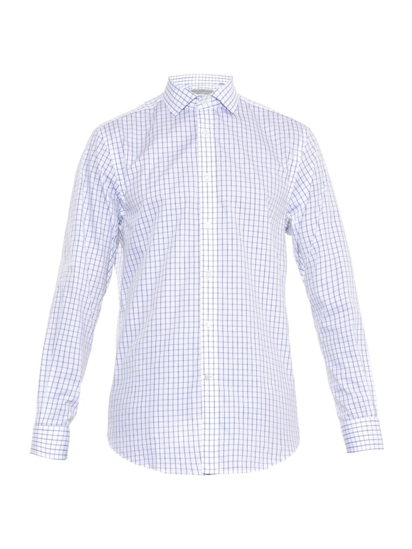Gieves & Hawkes Checked Cotton Shirt in Blue for Men (NAVY) | Lyst