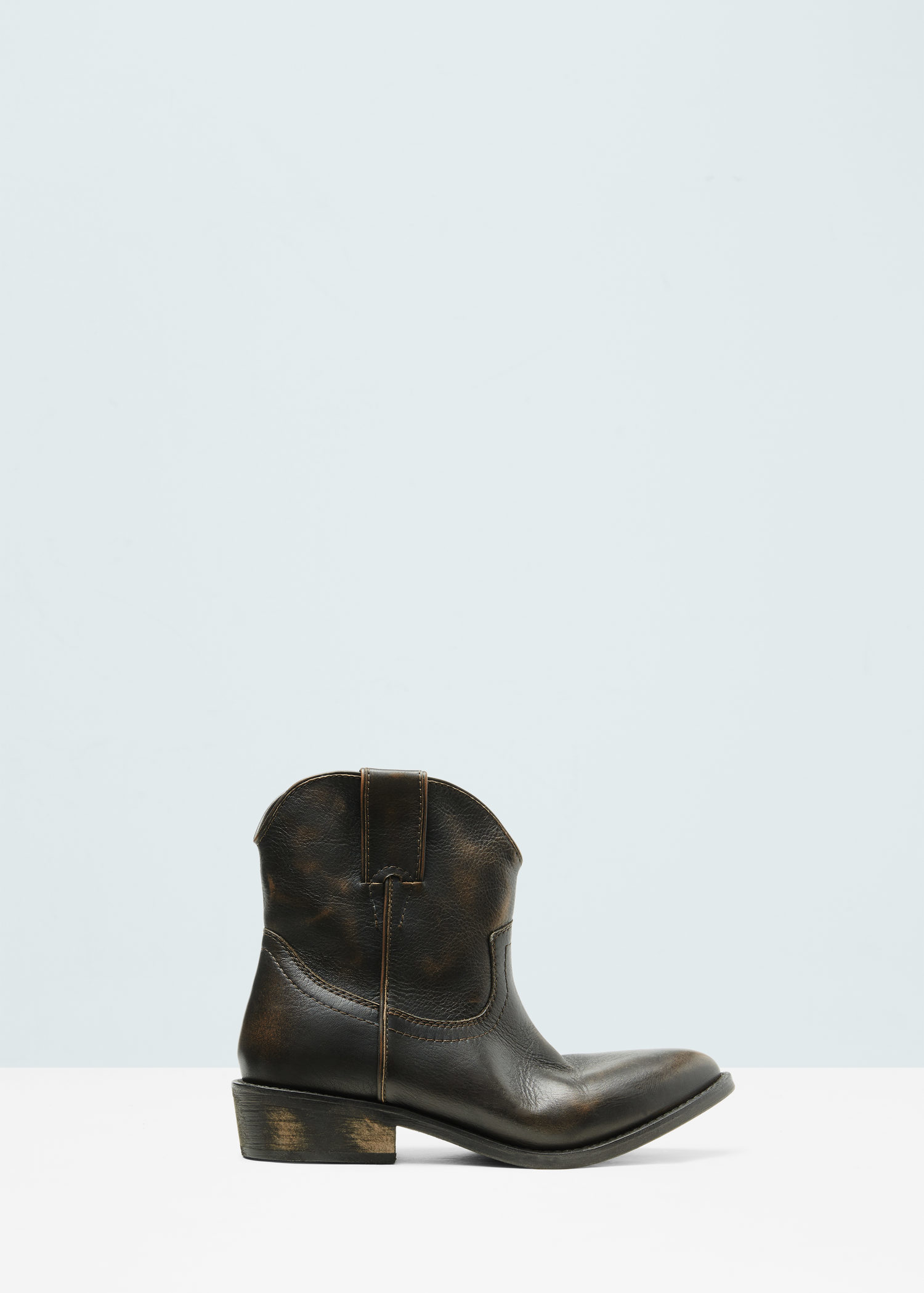 leather cowboy ankle boots mango