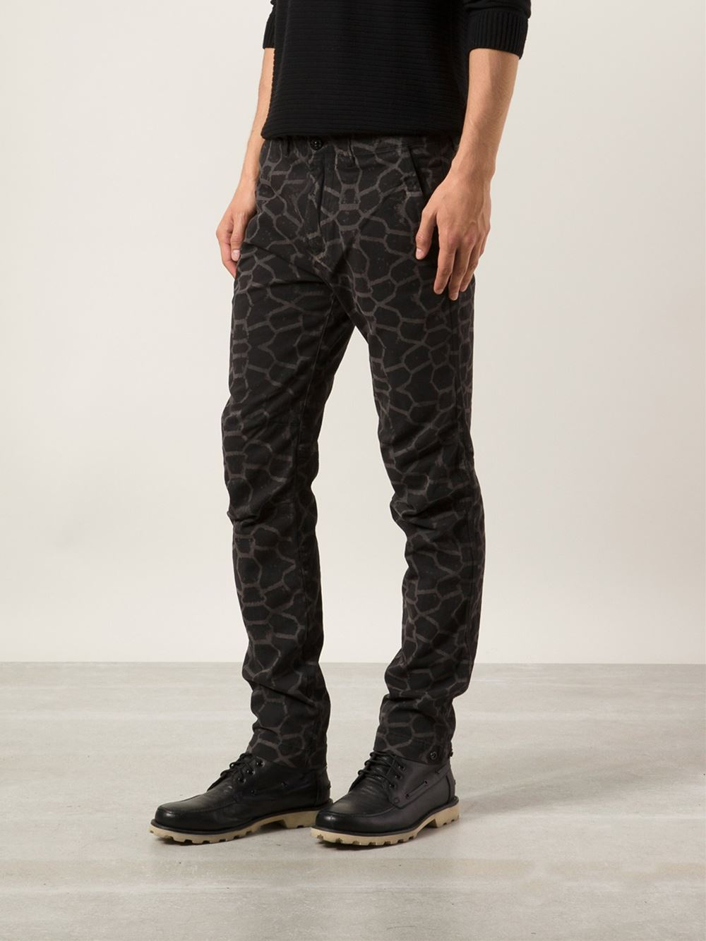 Lyst Stone Island Geometric Print Jeans in Black for Men