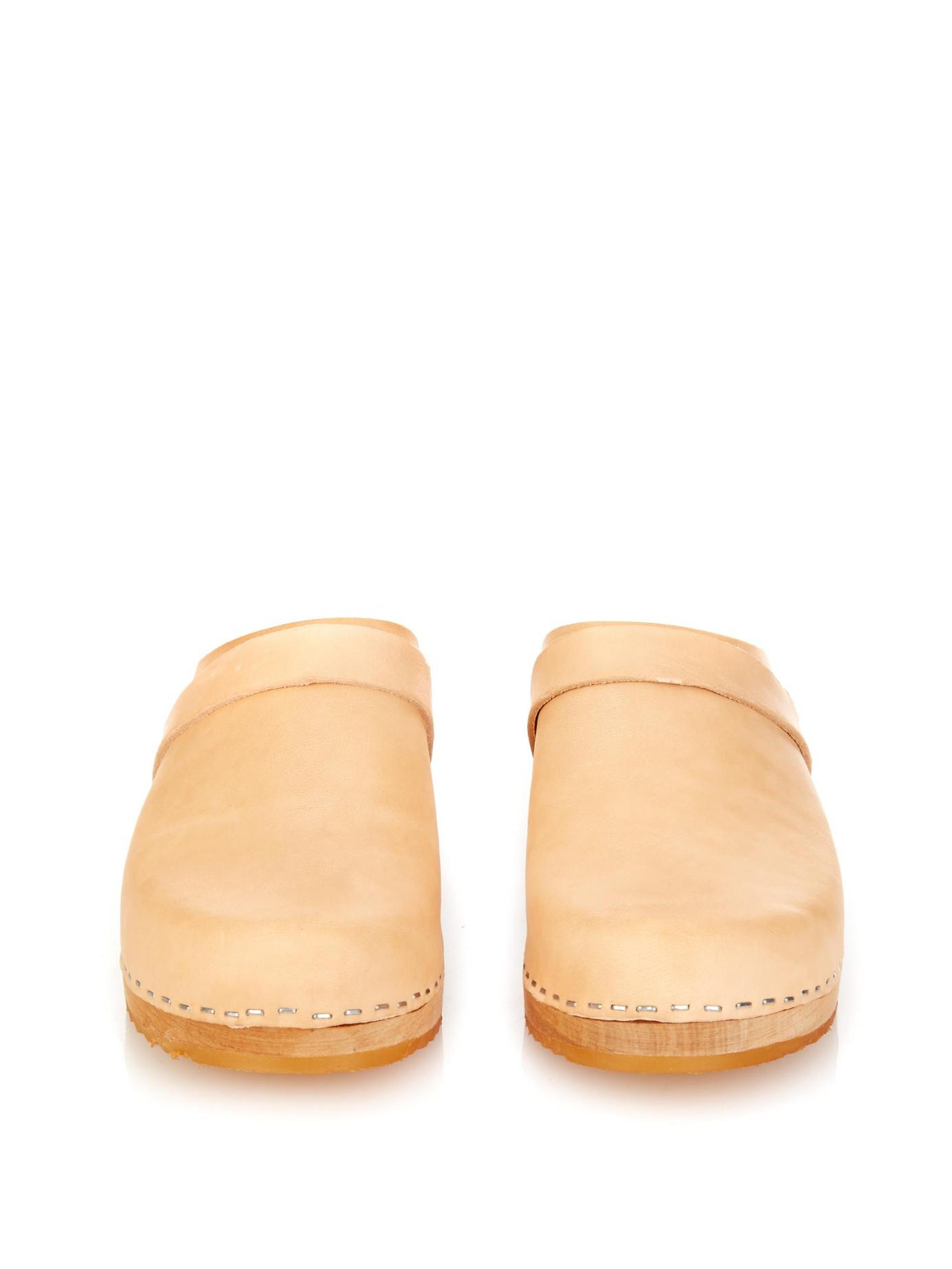 natural leather clogs