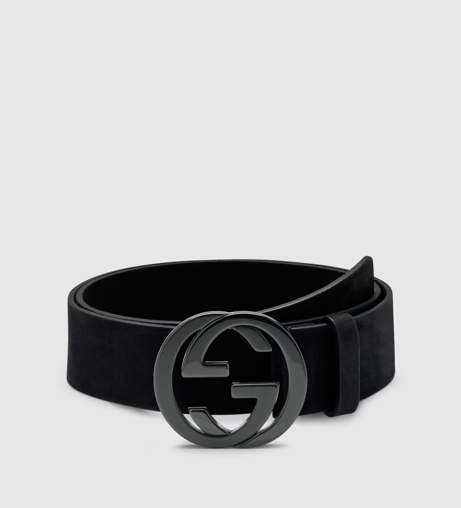 Skalk vigtig Grader celsius Gucci Black Suede Belt With Interlocking G Buckle for Men - Lyst