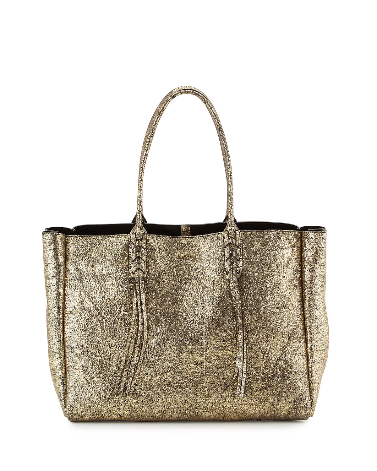 Lanvin Metallic Crinkled Leather Tote Bag in Gold Lyst