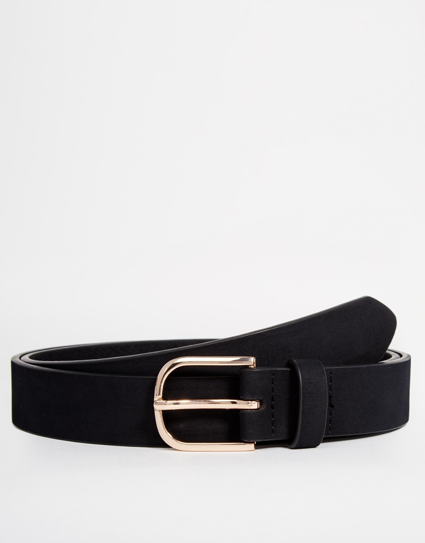 ASOS Smart Belt In Faux Suede With Rose Gold Buckle in Black (Metallic) for Men - Lyst