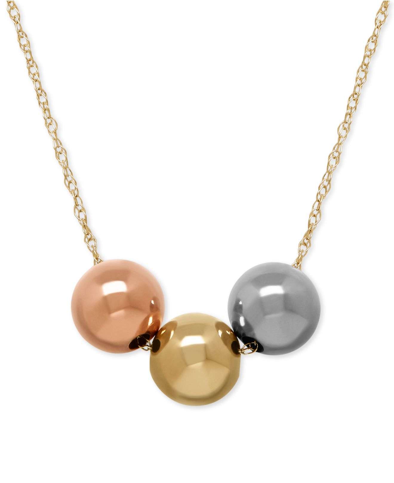 macys gold three bead tri tone necklace in 10k gold product 0 277373816 normal