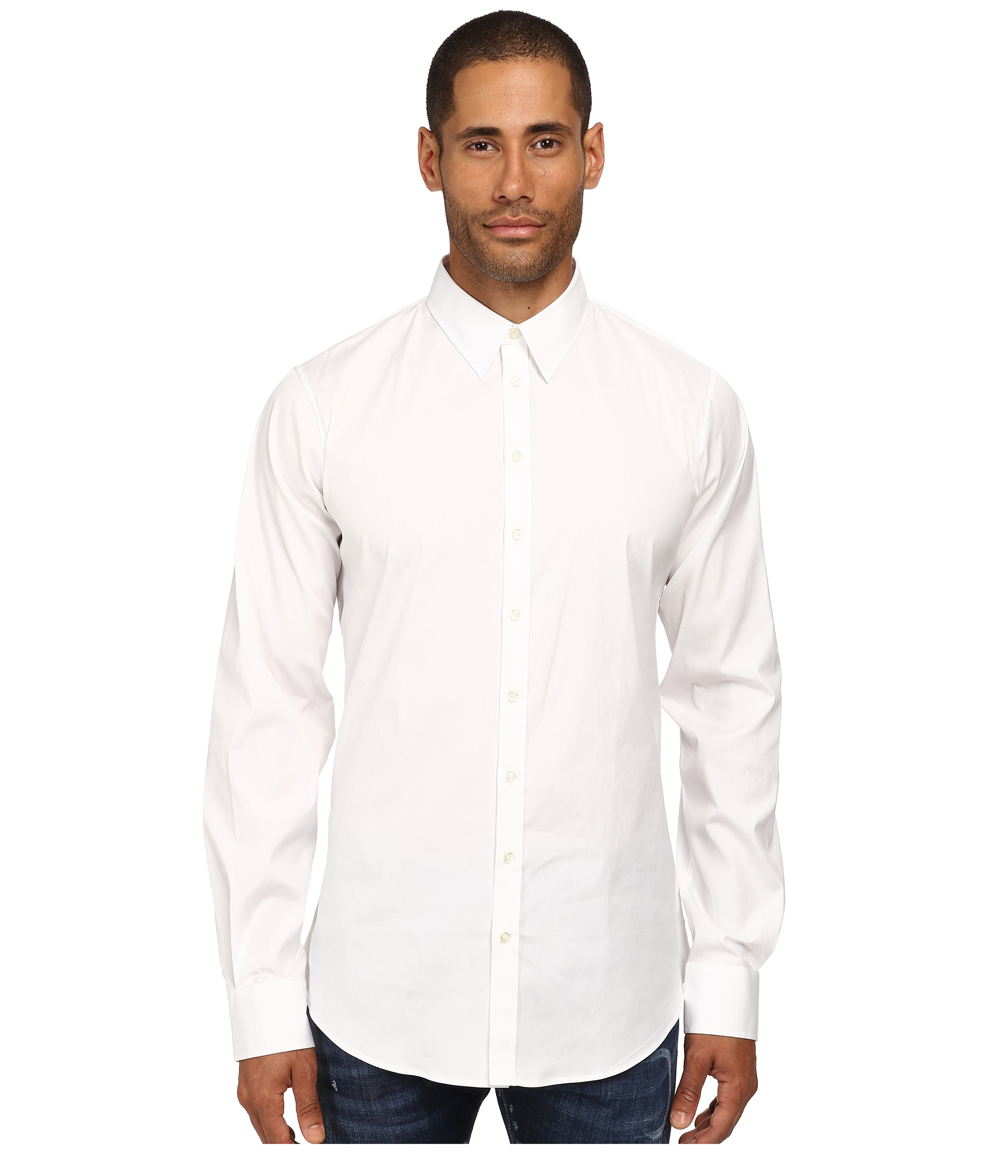 Dsquared² Stretch Poplin Button Up Shirt in White for Men | Lyst