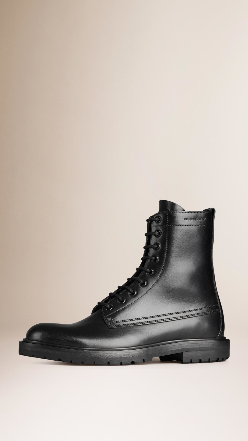 black leather army boots