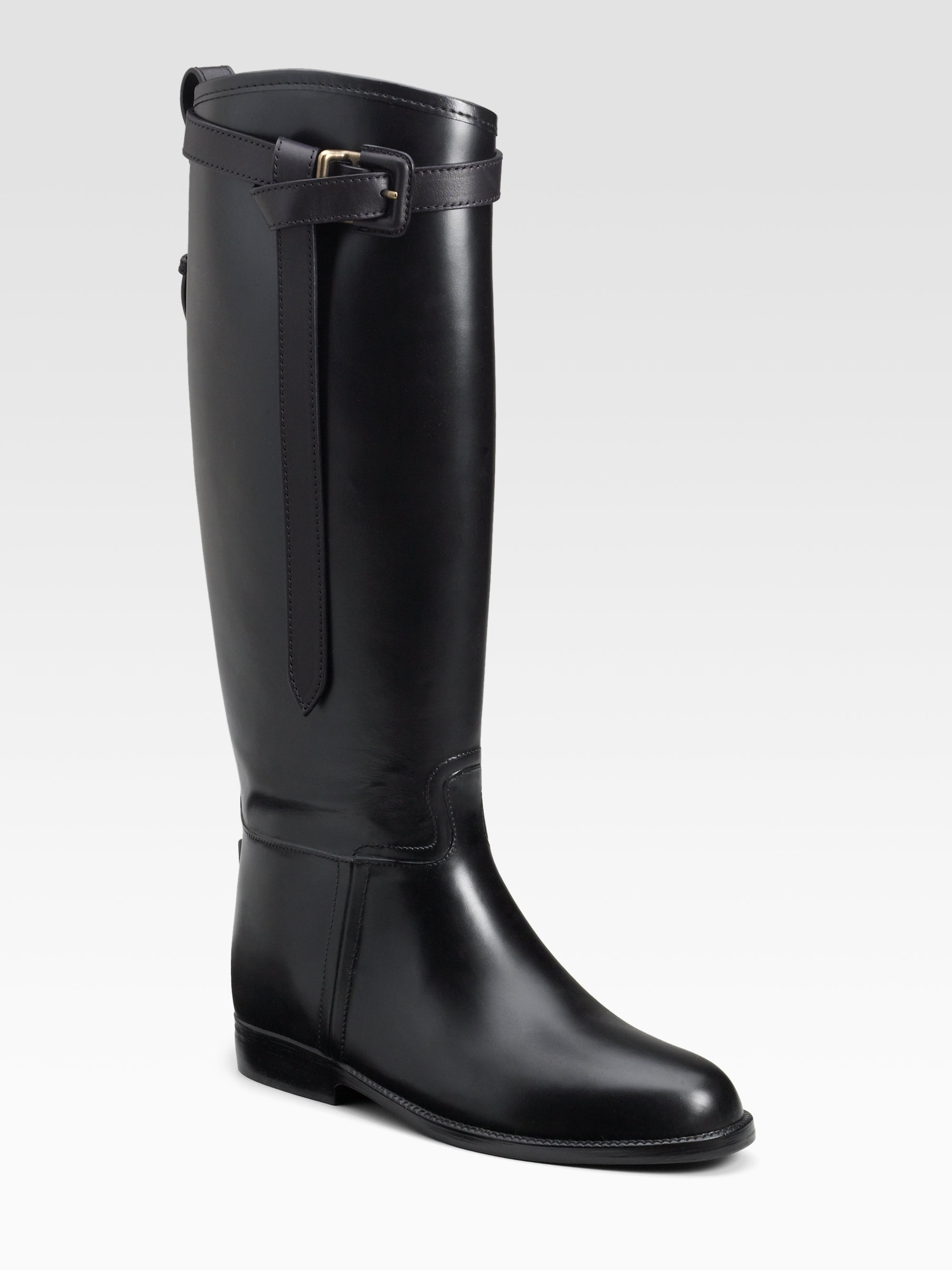Lyst Burberry Riding Rain Boots in Black