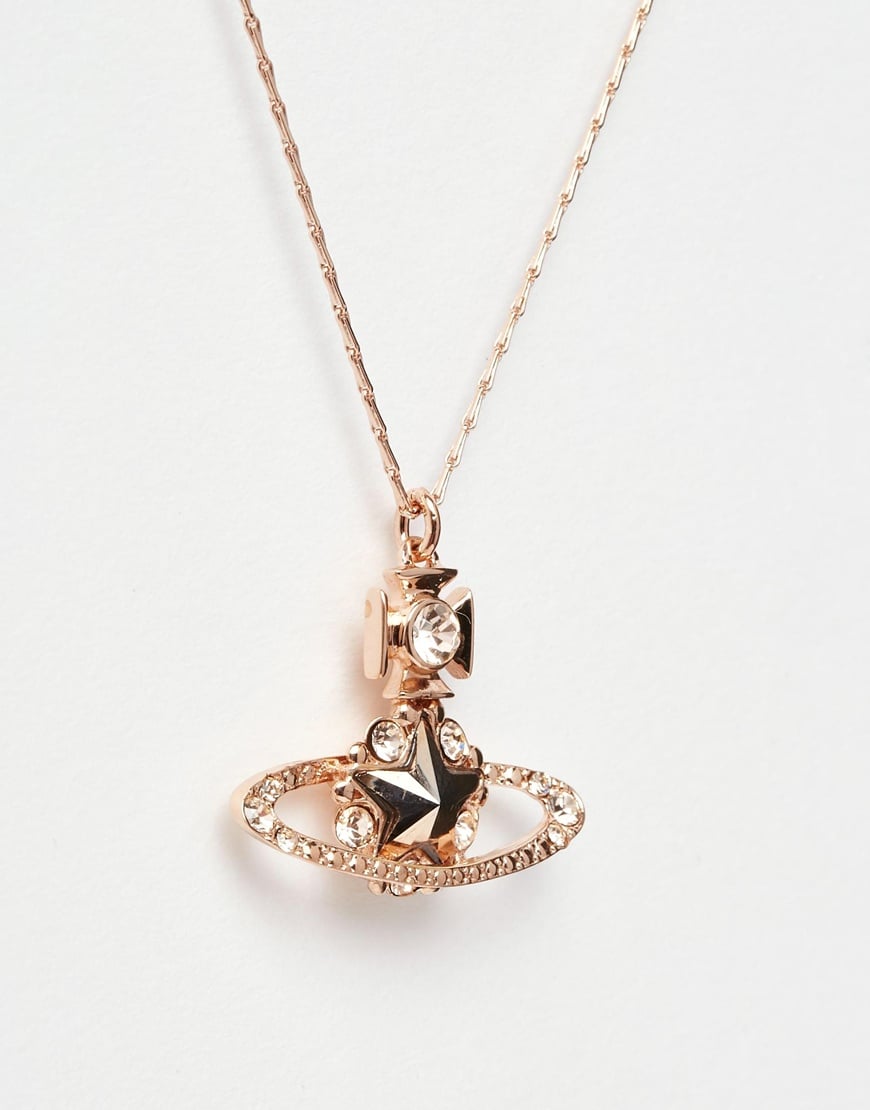 Vivienne Westwood Astrid Pendant Crystal Rose Gold Necklace in
