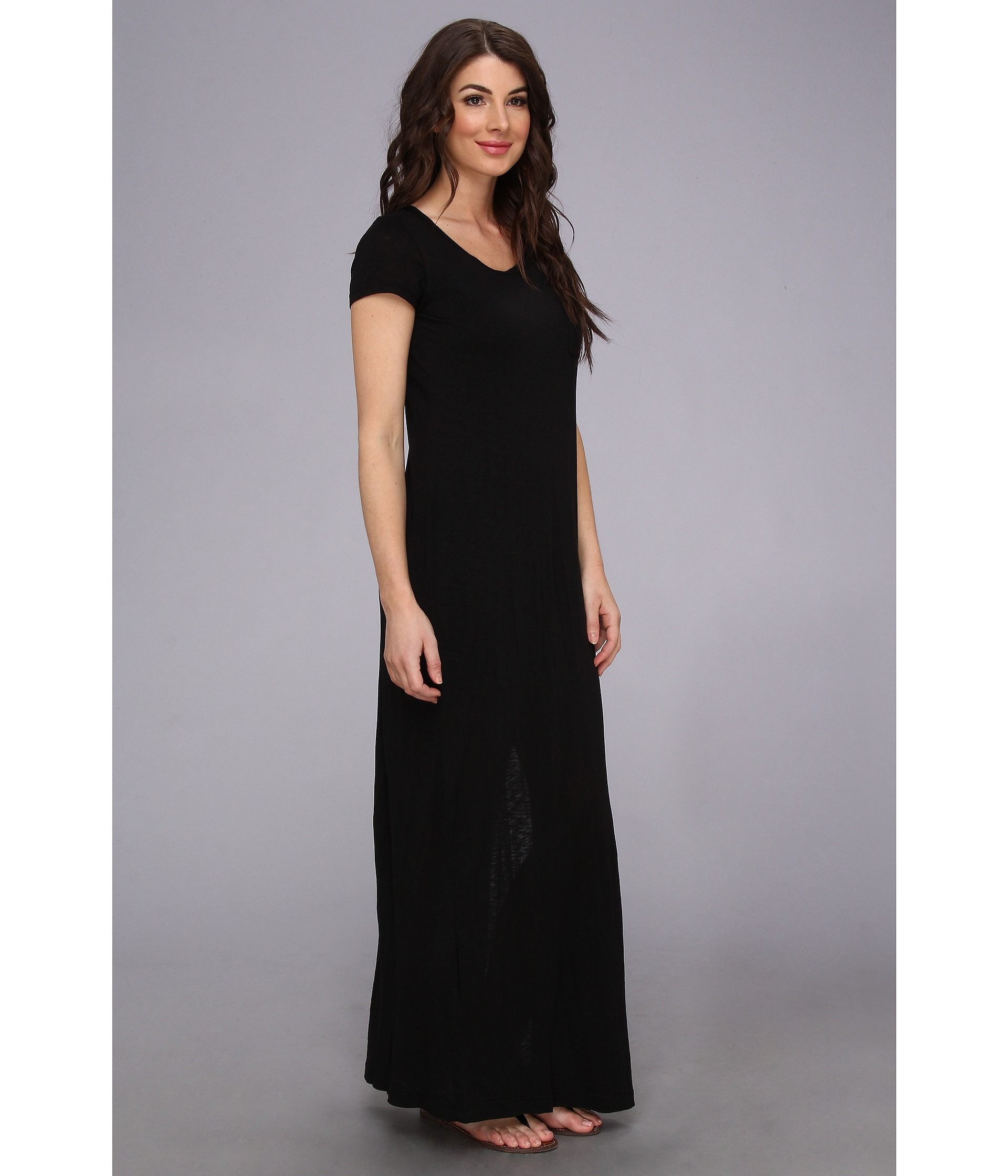 Splendid T-shirt Maxi Dress with Side Slit in Black | Lyst